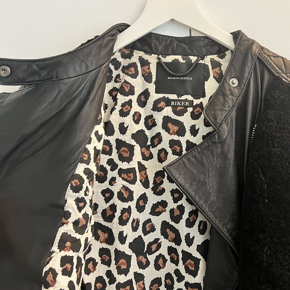 Maison Scotch & Soda Leather and Shearling Biker Jacket - Picture 4 of 7